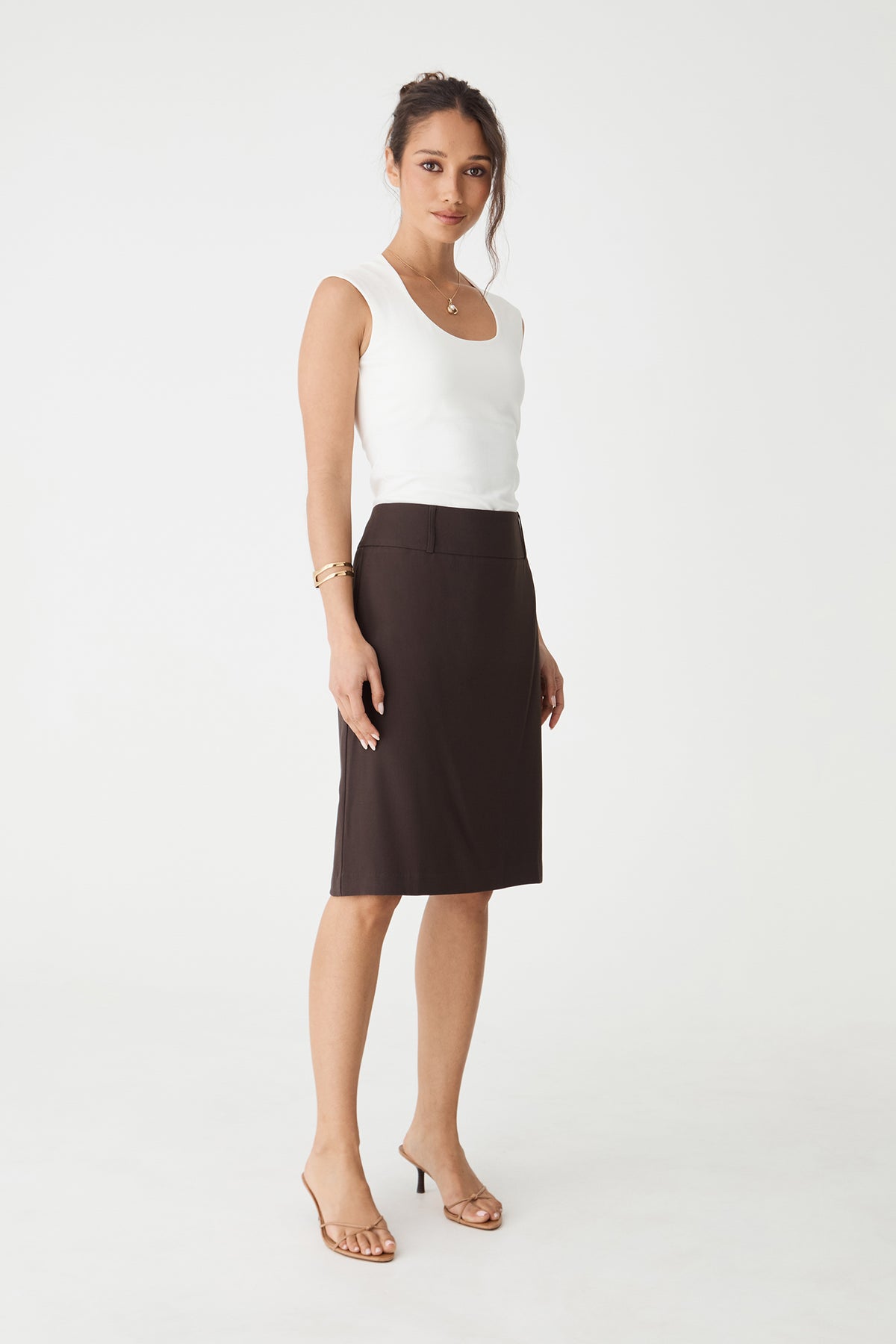 Veronica Straight Crepe Skirt