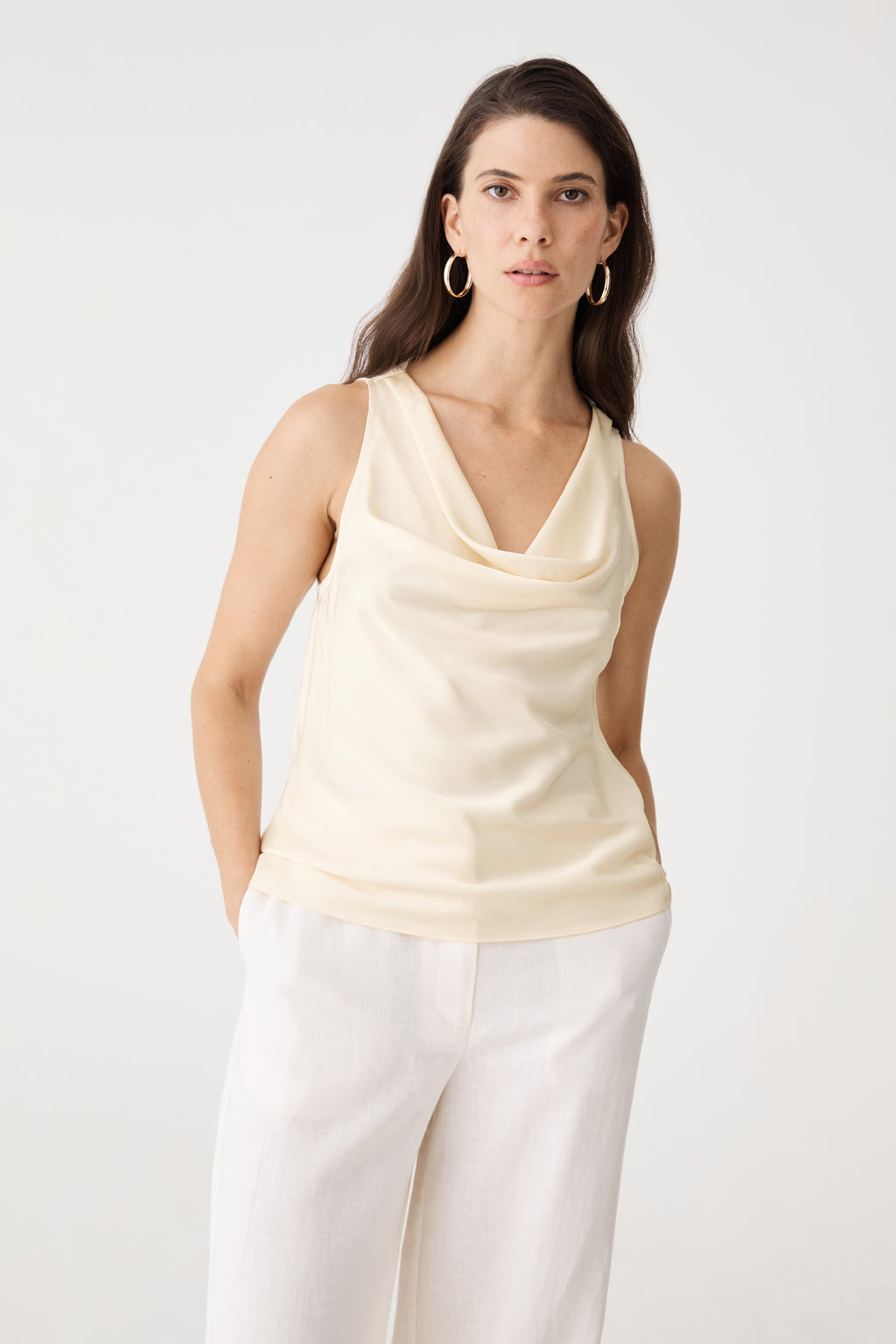 Aurelia Satin Cowl Neck Top