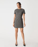 Harper Tailored Mini Dress in black melange — full-length view