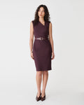 Fiona Asymmetric Pencil Dress in shiraz — full-length view
