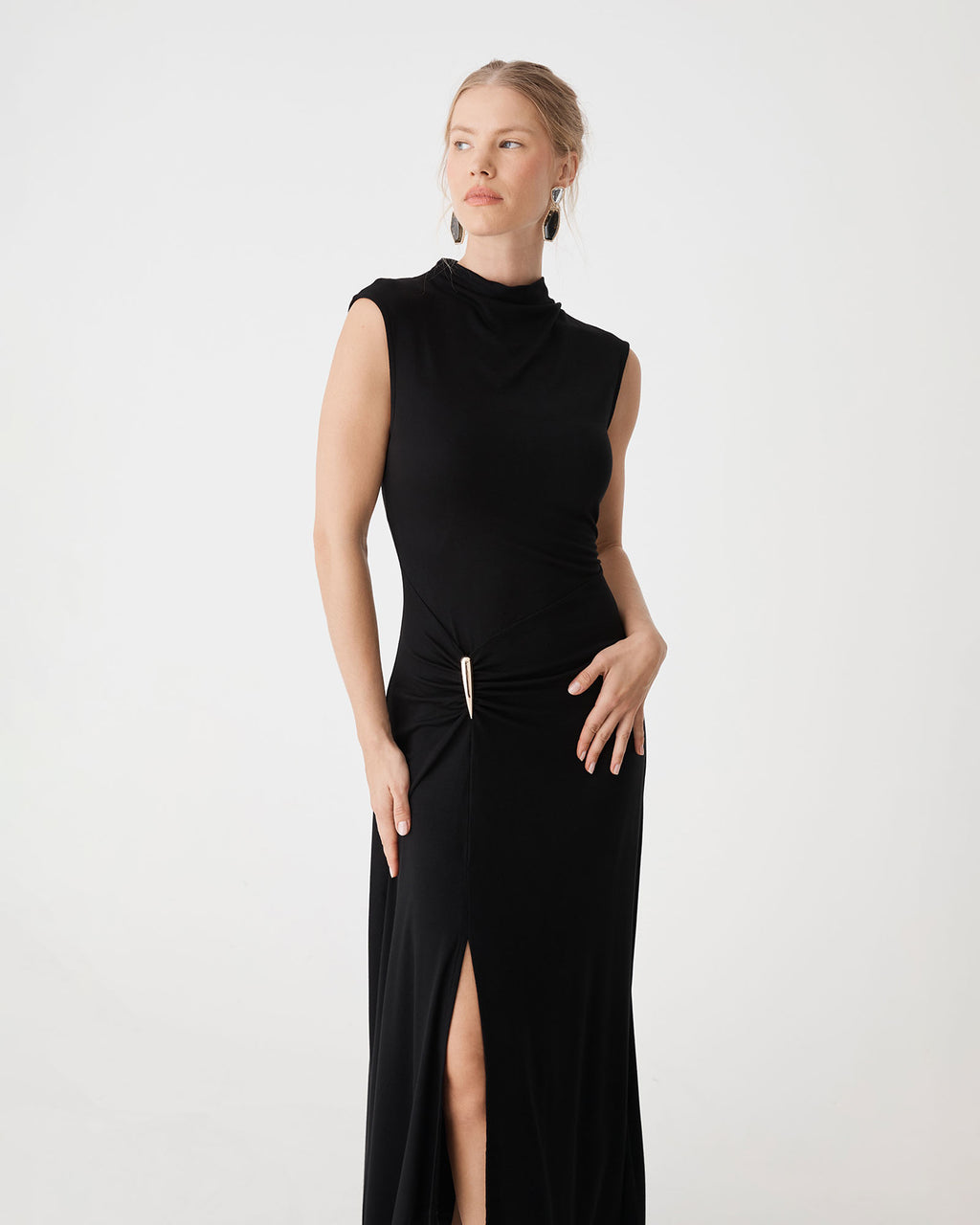 Laurel Ruched Dress in black — view 2