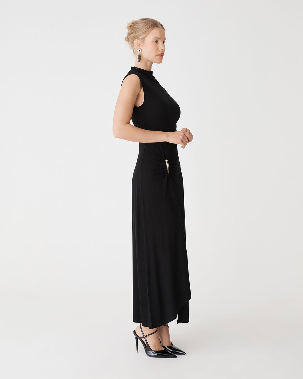 Laurel Ruched Dress in black — view 3