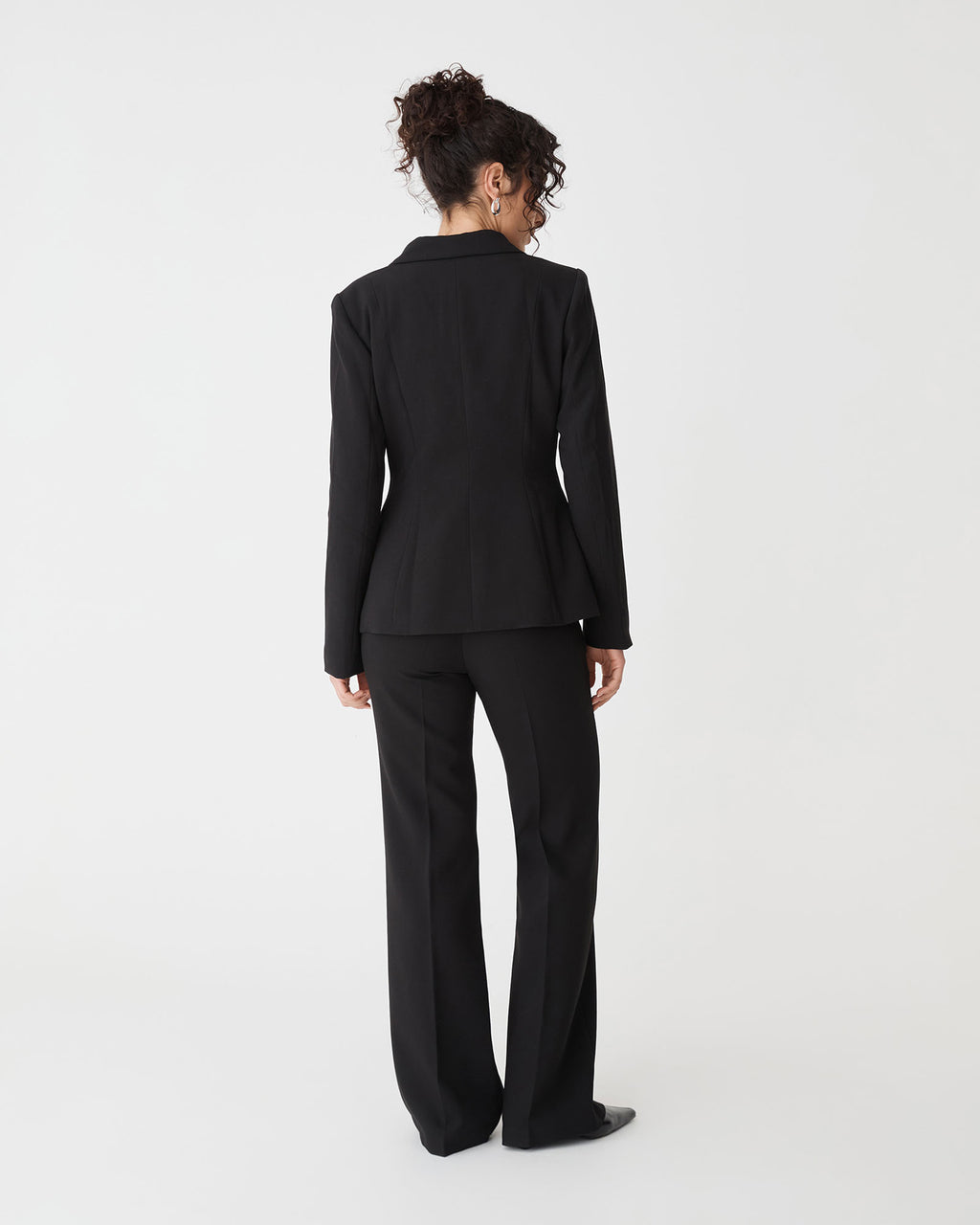 Lydia Fitted Waist Blazer in black — back view