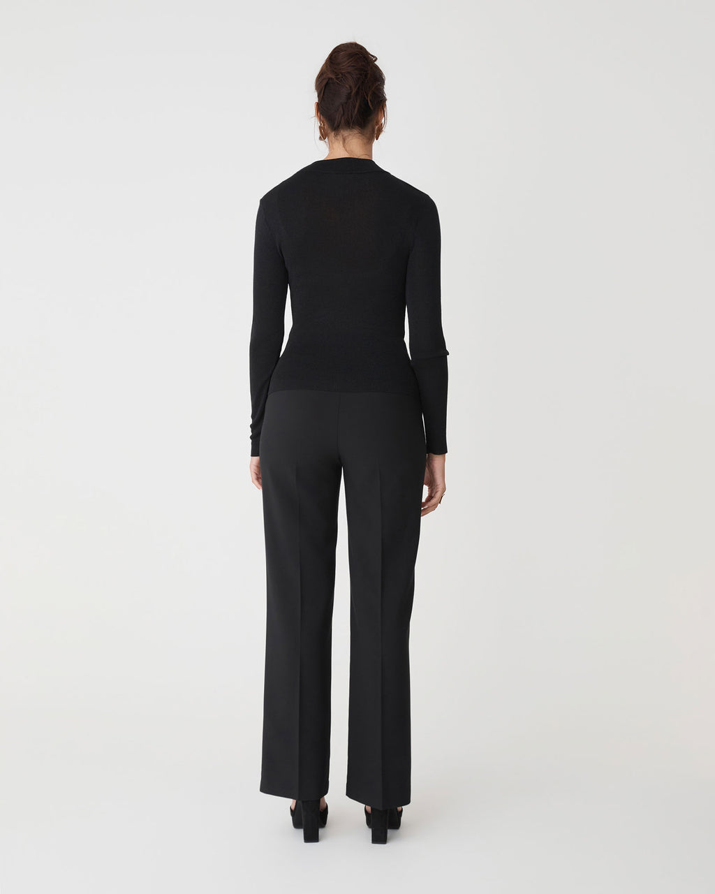 Ciara Keyhole Lurex Knit Top in black — back view