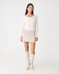 Carla V-Neck Cable Knit in ivory — full-length view