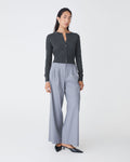 Cassie Crew Neck Cardigan in charcoal marle — full-length view