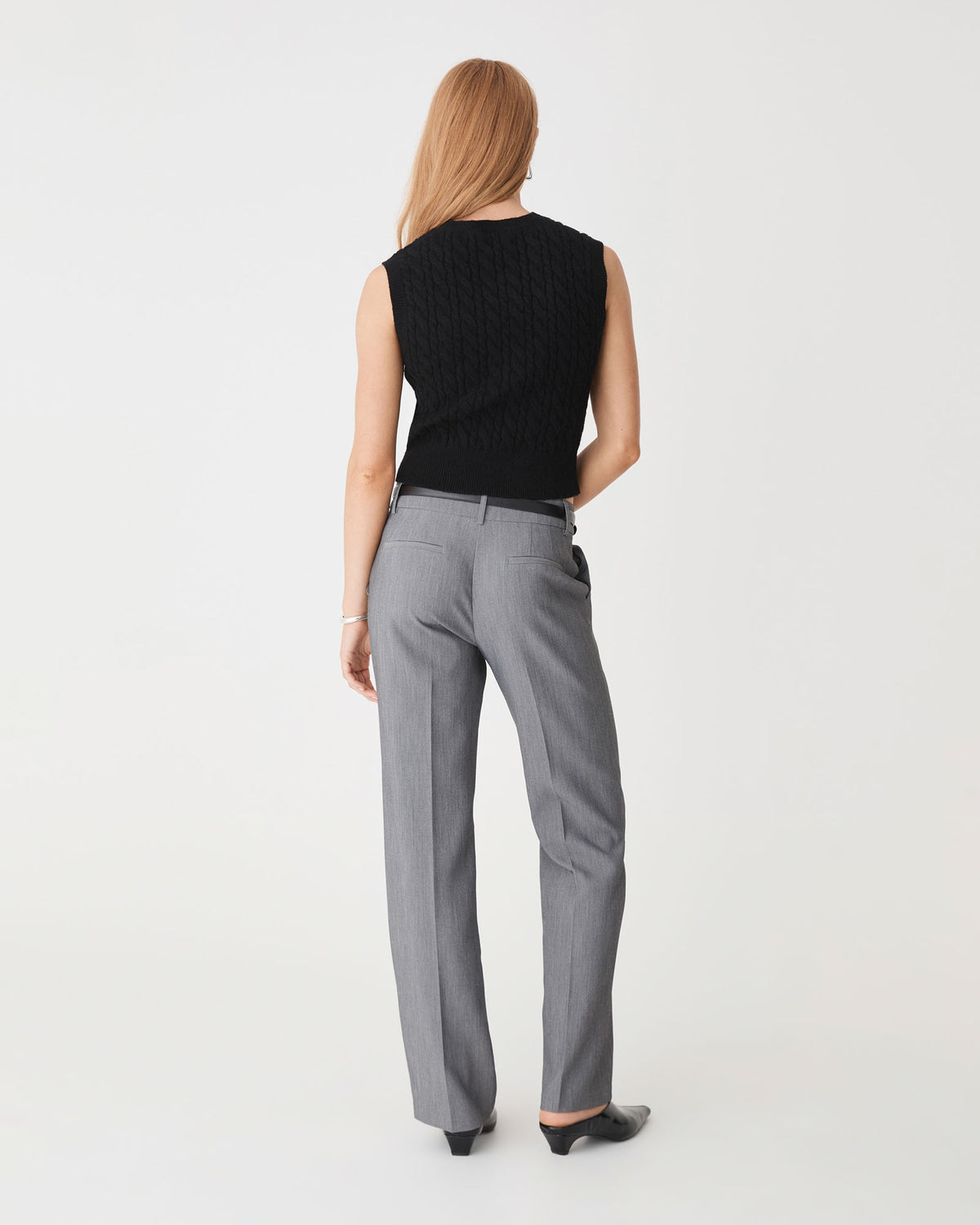 Frankie Sleeveless Cable Knit in black — back view