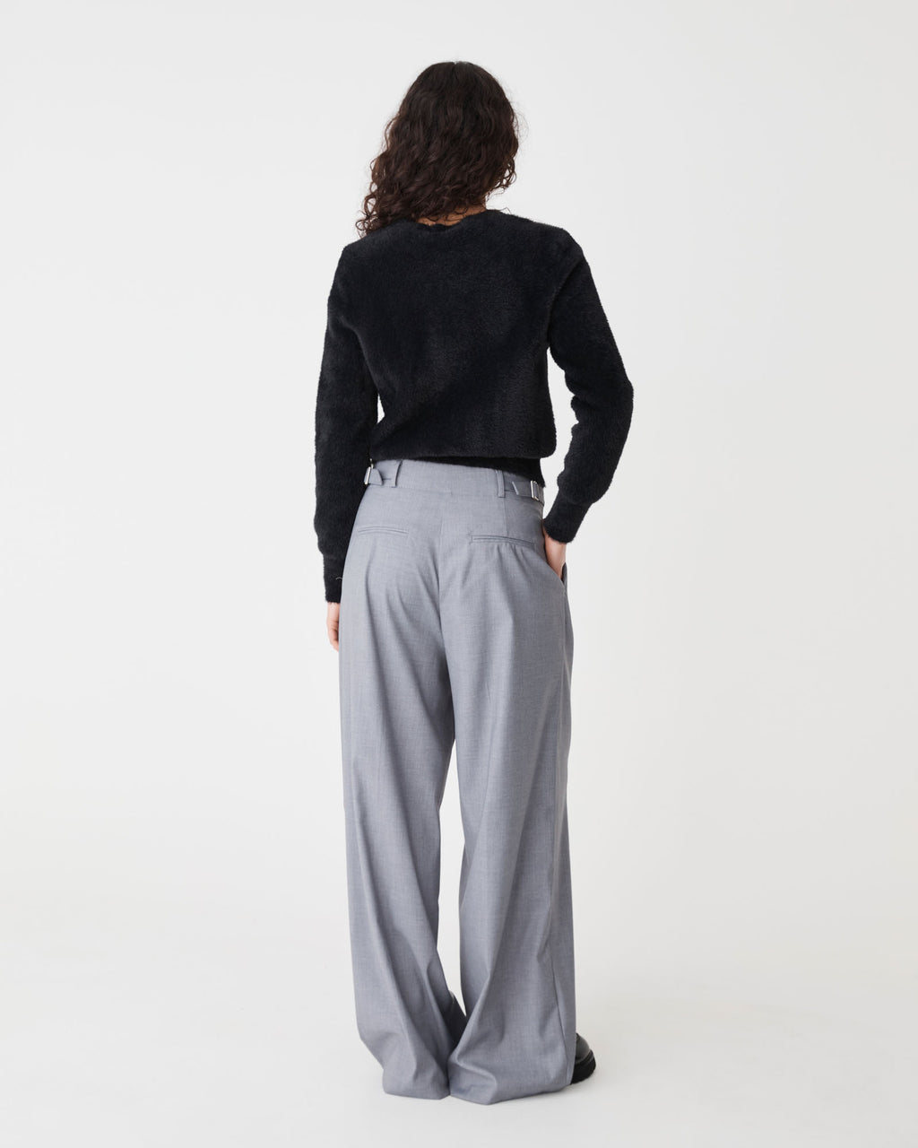 Vanessa Fluffy Jumper in black — back view