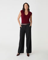 Laura Tencel Scoop Neck Knit in rhubarb — full-length view