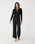 Jessie Crew Neck Cardigan in black — full-length view
