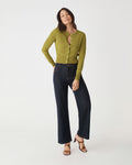 Jessie Crew Neck Cardigan in fennel — full-length view
