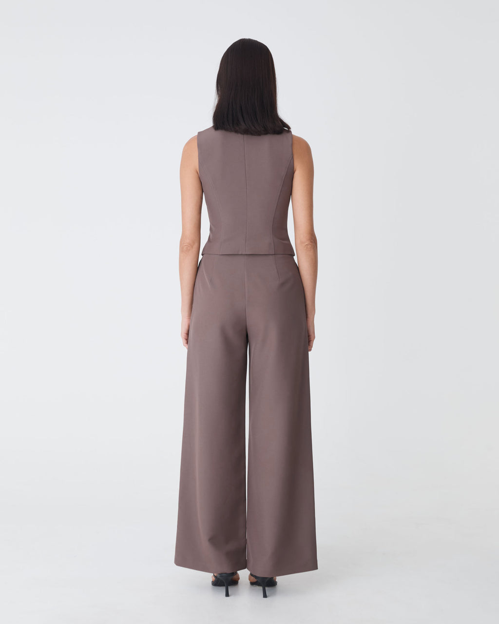 Dakota Basque Waist Pants in truffle — back view