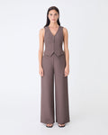 Dakota Basque Waist Pants in truffle — full-length view