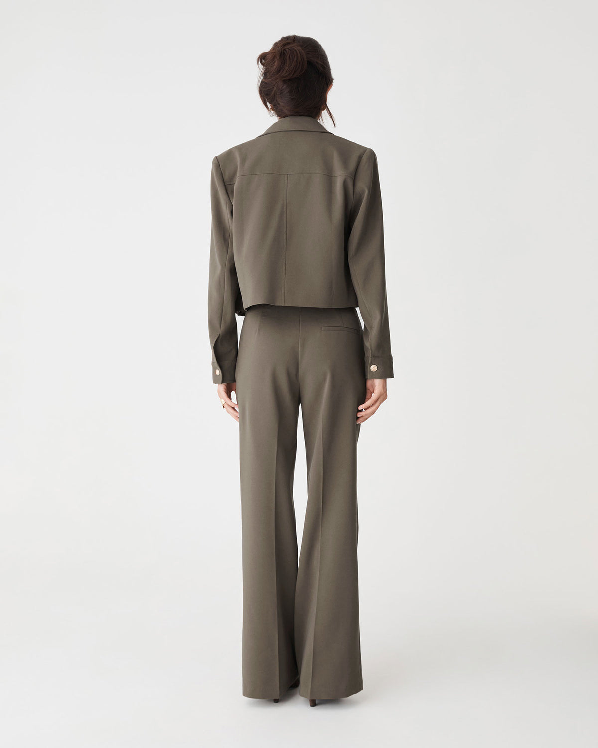 Sadie Bootleg Pants in dark khaki — view 4