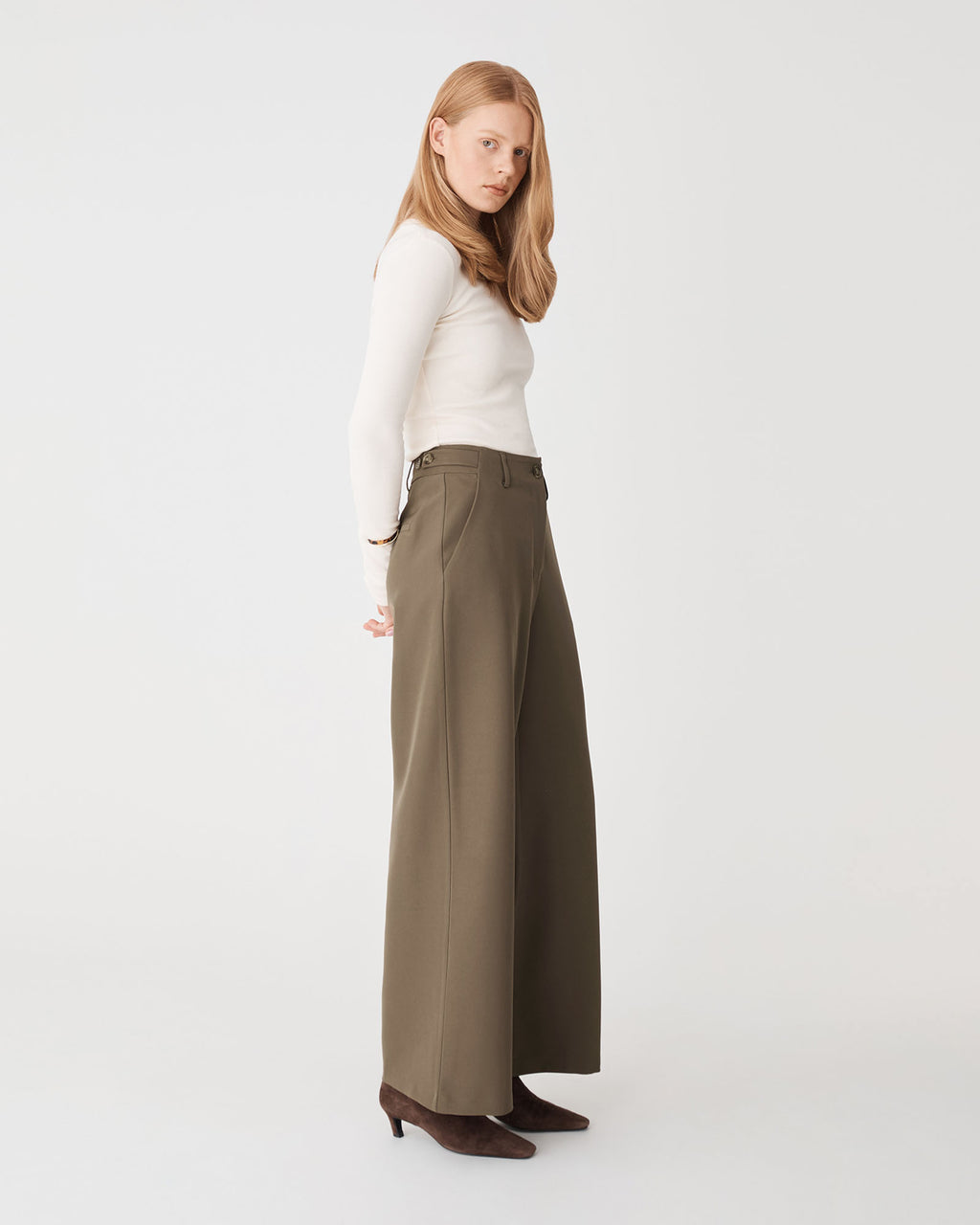 Stevie Adjustable Waist Pants in khaki — view 3
