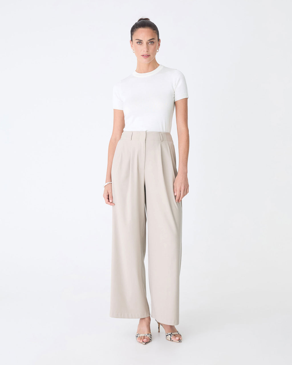 Milan 2 Adjustable Waist Pants in oat marle — full-length view