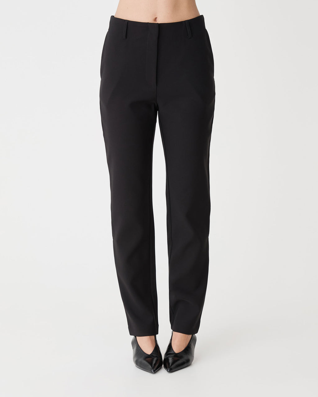 Grace Slim Leg Pants in black — close-up view