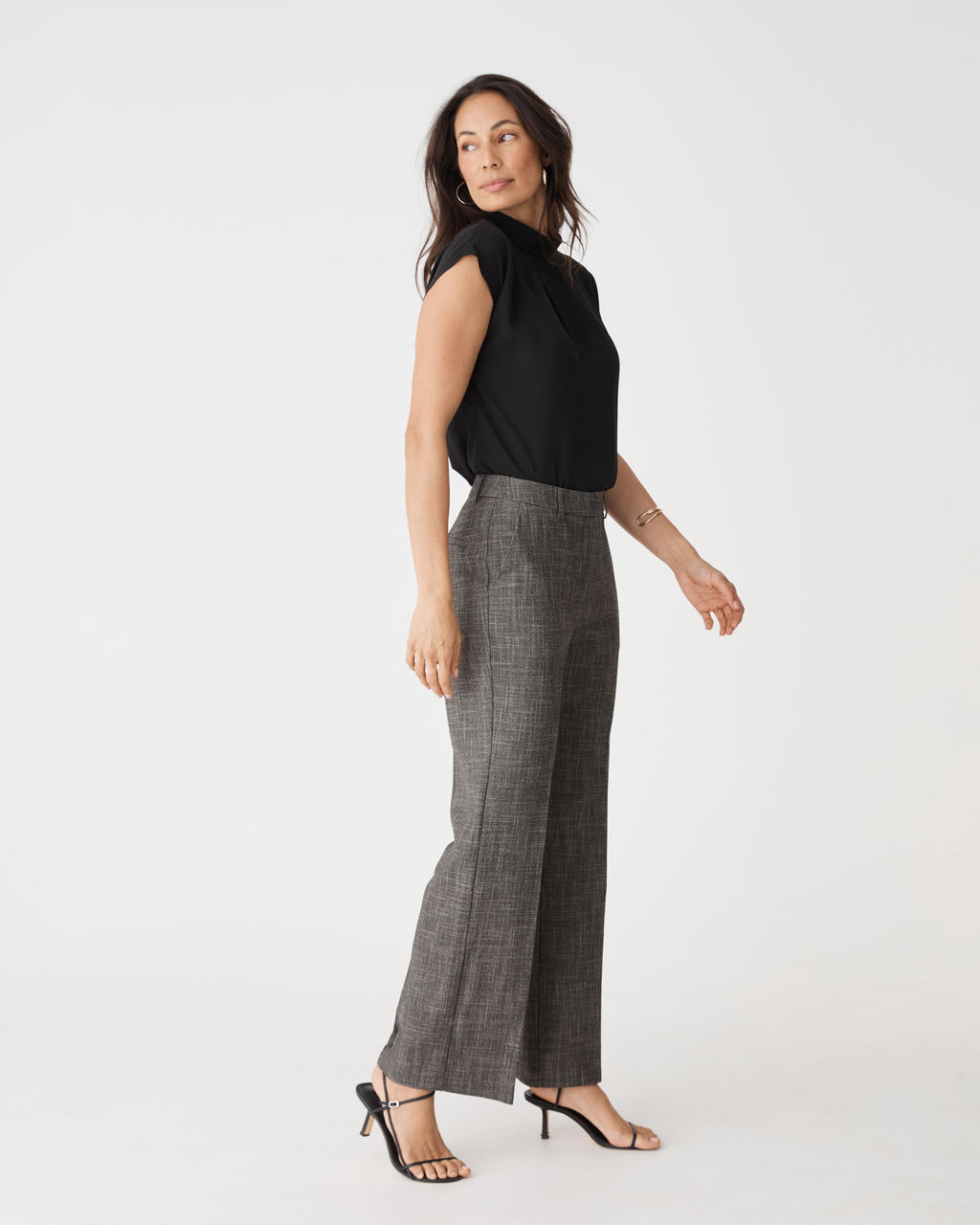 Harper Straight Leg Pants in black melange — side view