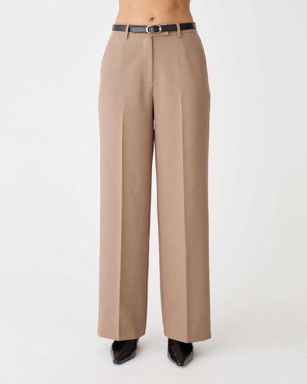 Jordan Straight Leg Pants in caramel — close-up view