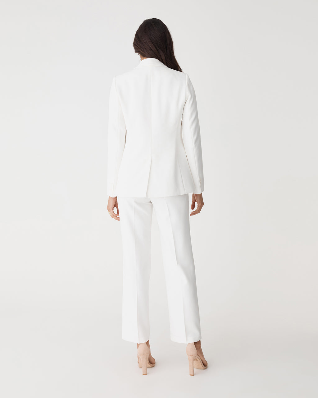Jennifer Straight Leg Pants in ivory — back view