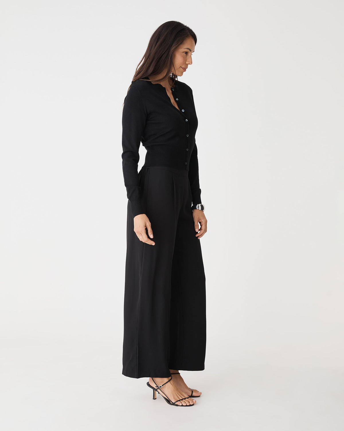 Maggie Elastic Waist Pants in black — side view