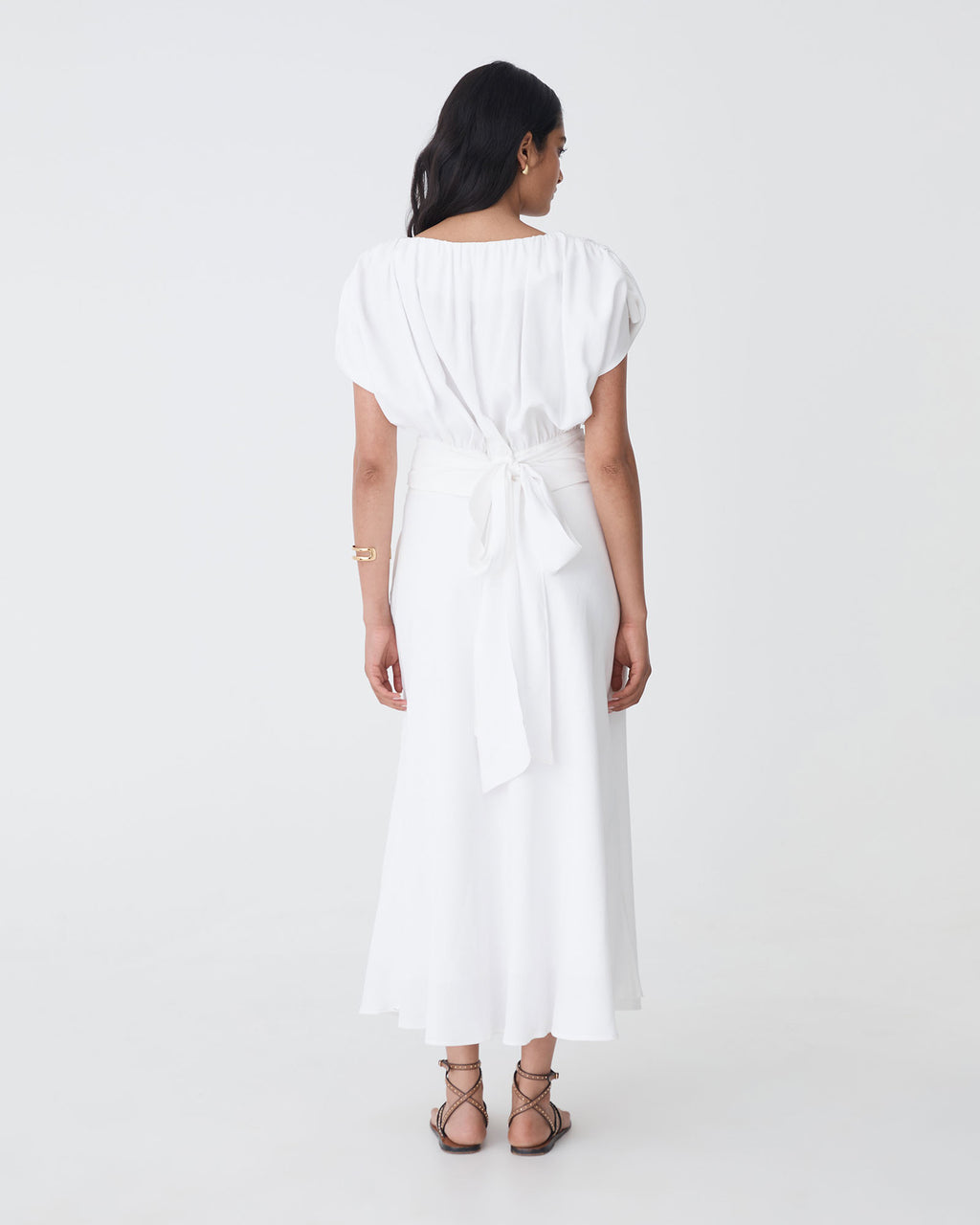 Goulbury A-Line Midi Skirt in ivory — back view