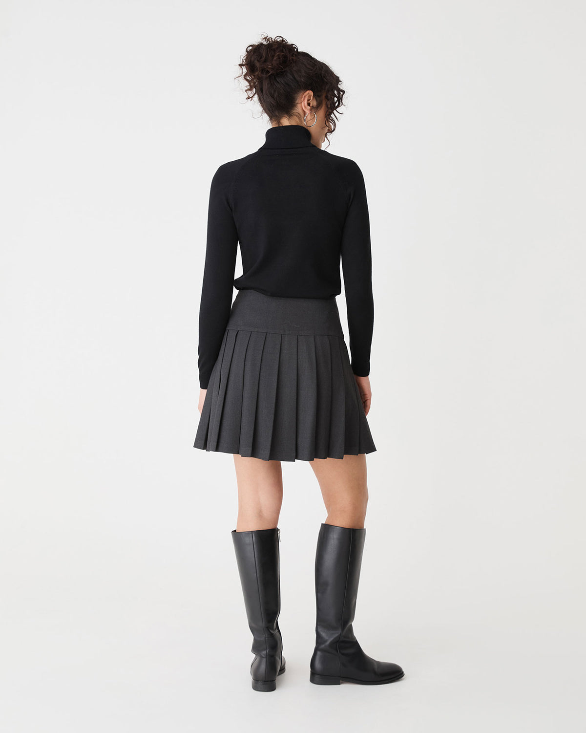 Westwood Pleated Mini Skirt in charcoal — back view
