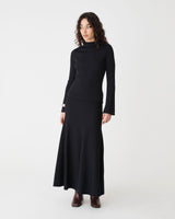Nevaeh A-Line Knit Skirt in black — full-length view