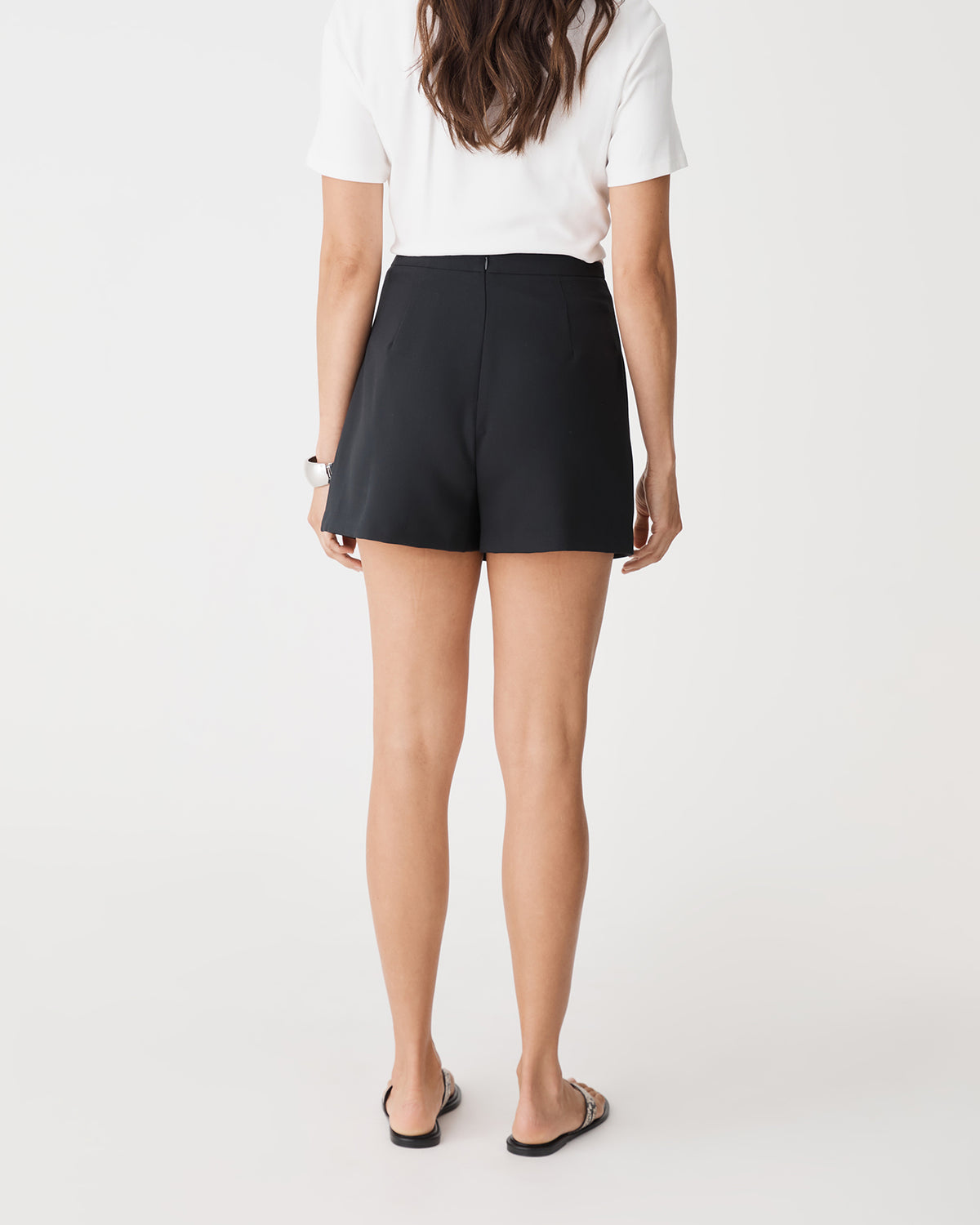 Jennifer Tailored Mini Skort in black — back view