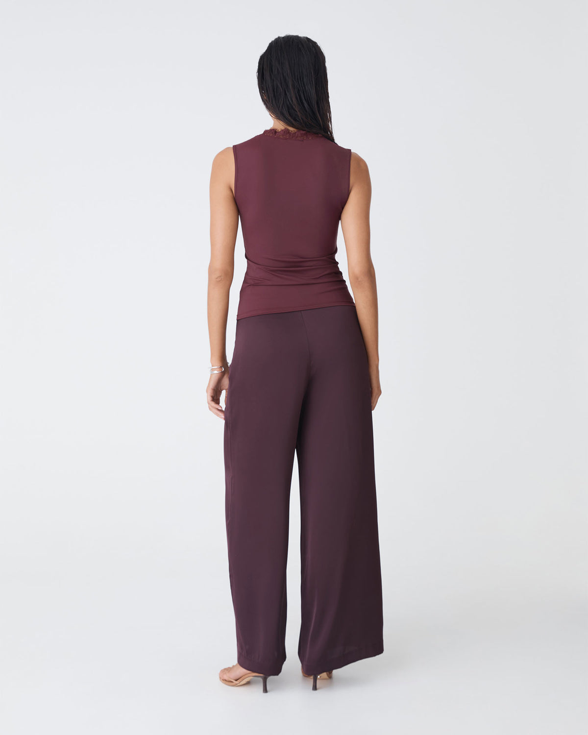 Greer Lace Trim Cami in shiraz — back view
