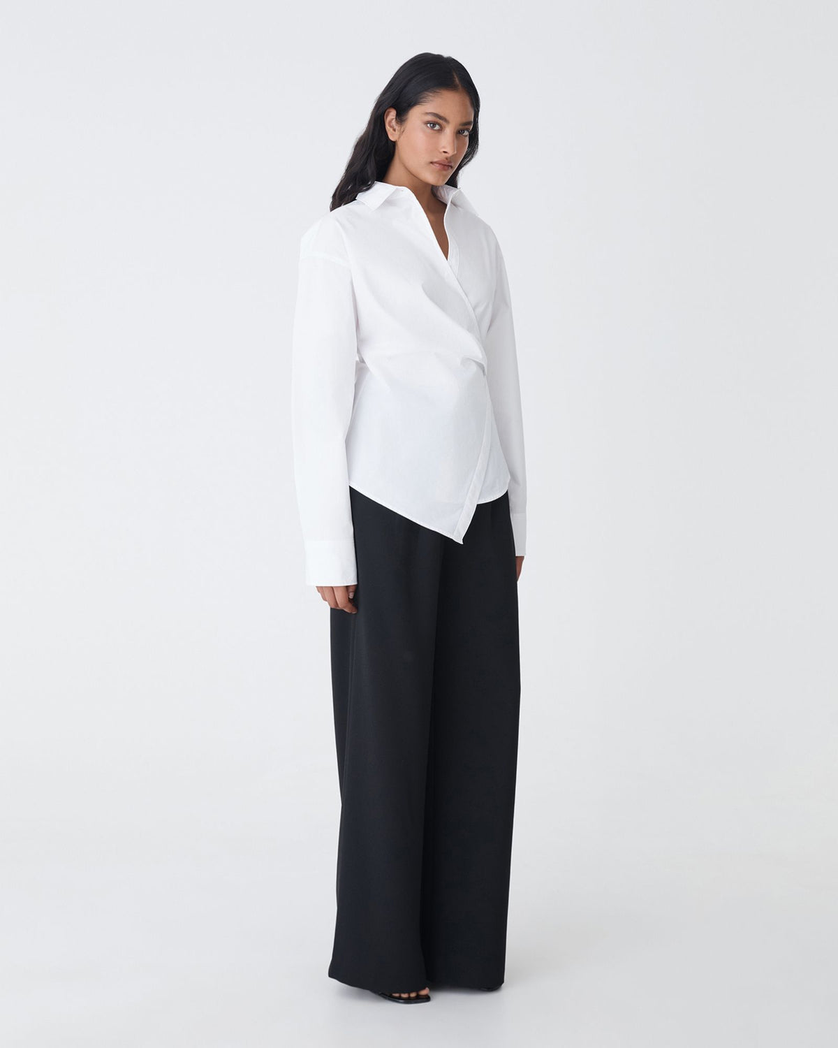 Katrina Wrap Shirt in white — side view