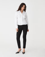 Billie Pleat Waist Shirt in white — full-length view