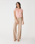 Angela Gathered Neck Top in petal pink — full-length view