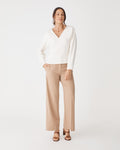 Tate V-Neck Dolman Sleeve Top in cream — full-length view