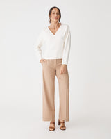 Tate V-Neck Dolman Sleeve Top in cream — full-length view