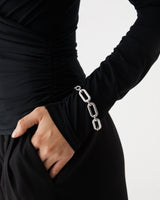 Leona Chunky Bracelet in silver — fabric detail
