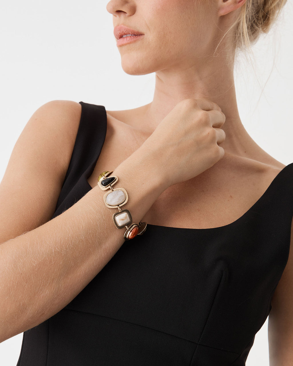 Terra Stone Bracelet in mixed stone — fabric detail 2