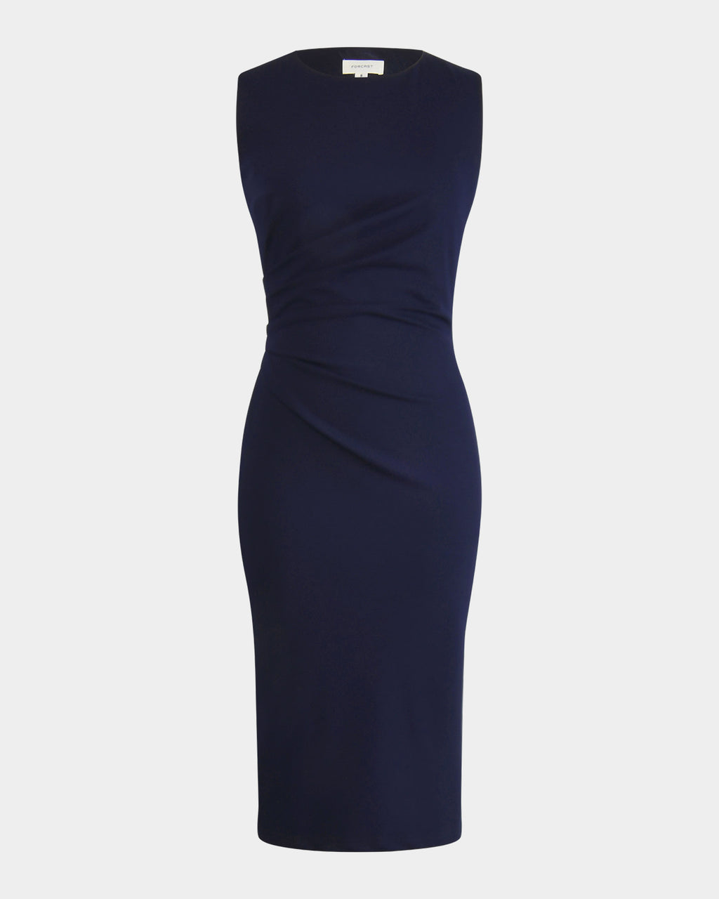 Faith Side Pleated Midi Dress in navy — product-only view