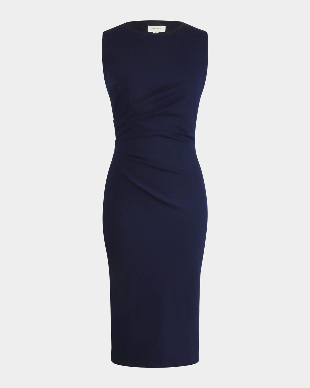 Faith Side Pleated Midi Dress in navy — product-only view