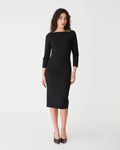 Sutton Ponte Dress in black — full-length view
