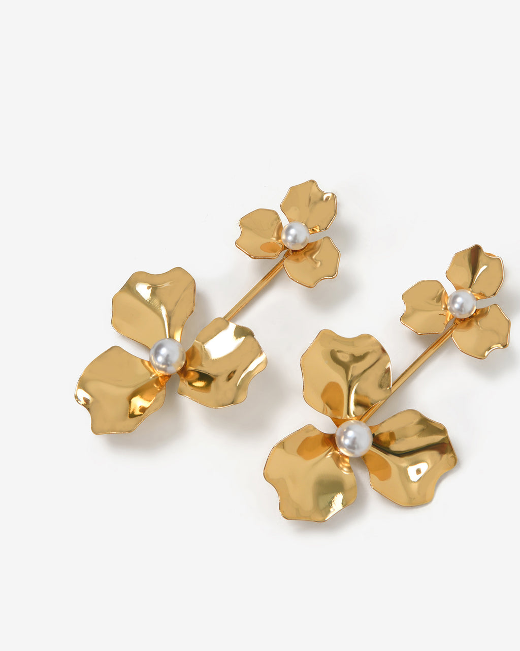 Magnolia Bold Floral Earrings in gold — product-only view 2