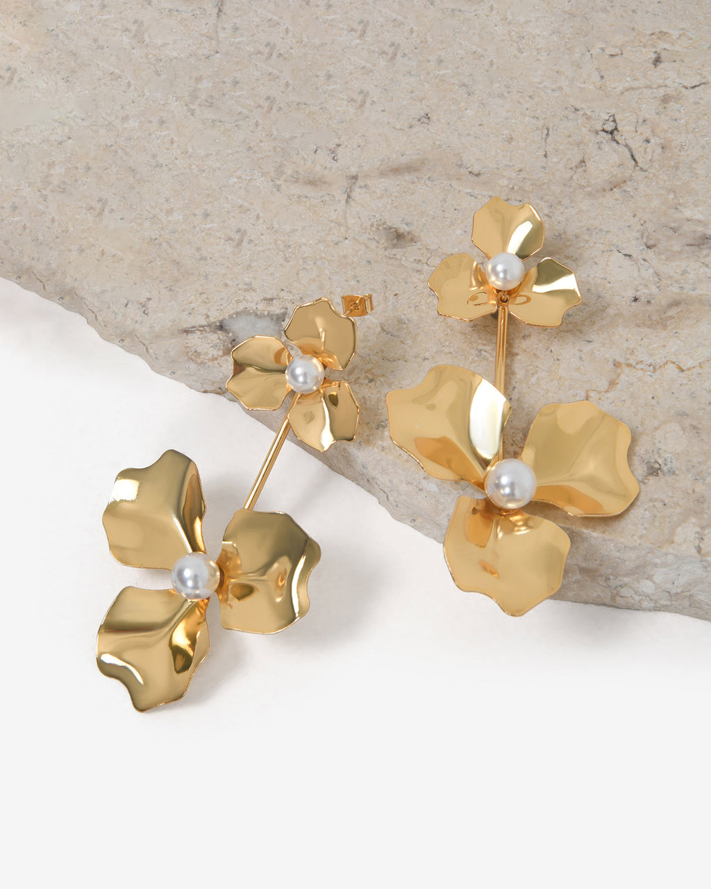 Magnolia Bold Floral Earrings in gold — alternate view