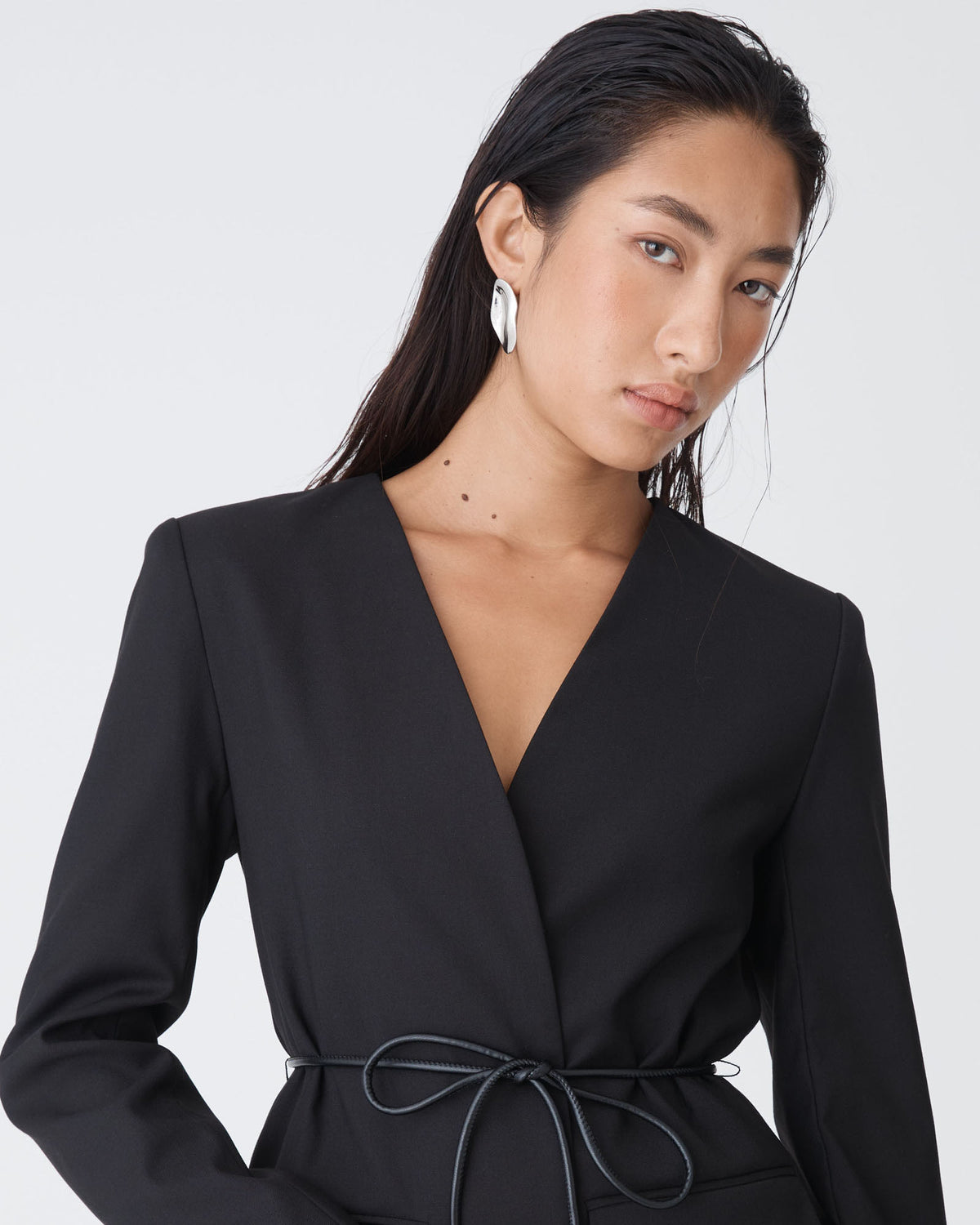 Cleo Statement Earrings in silver — view 2