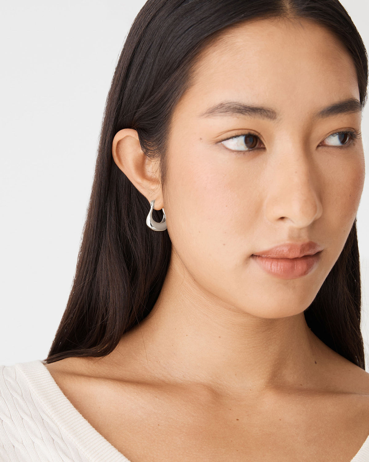 Mariana Hoop Earrings in silver — fabric detail 2