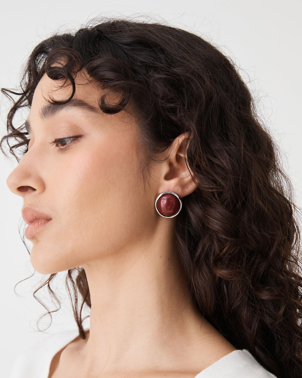 Halo Oval Studs in bordeaux — view 4