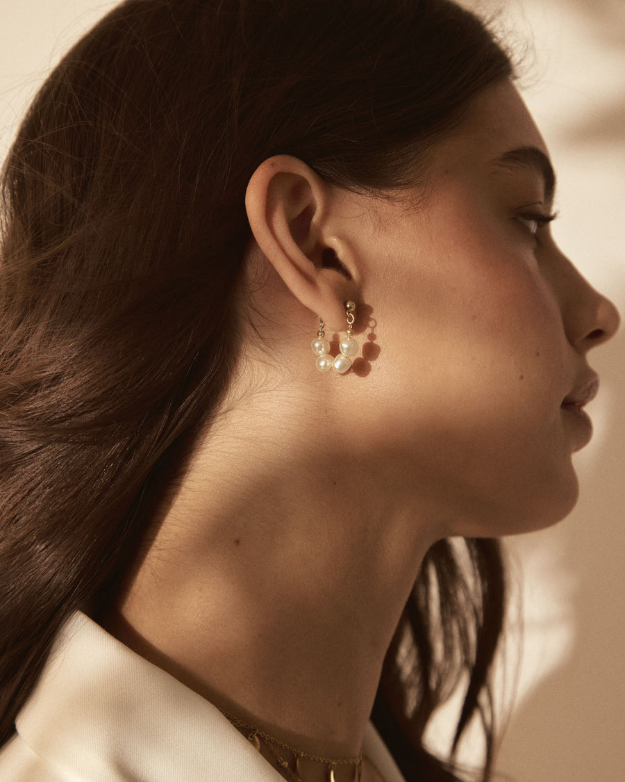 Amelie Pearl Earrings in gold pearl — product-only view
