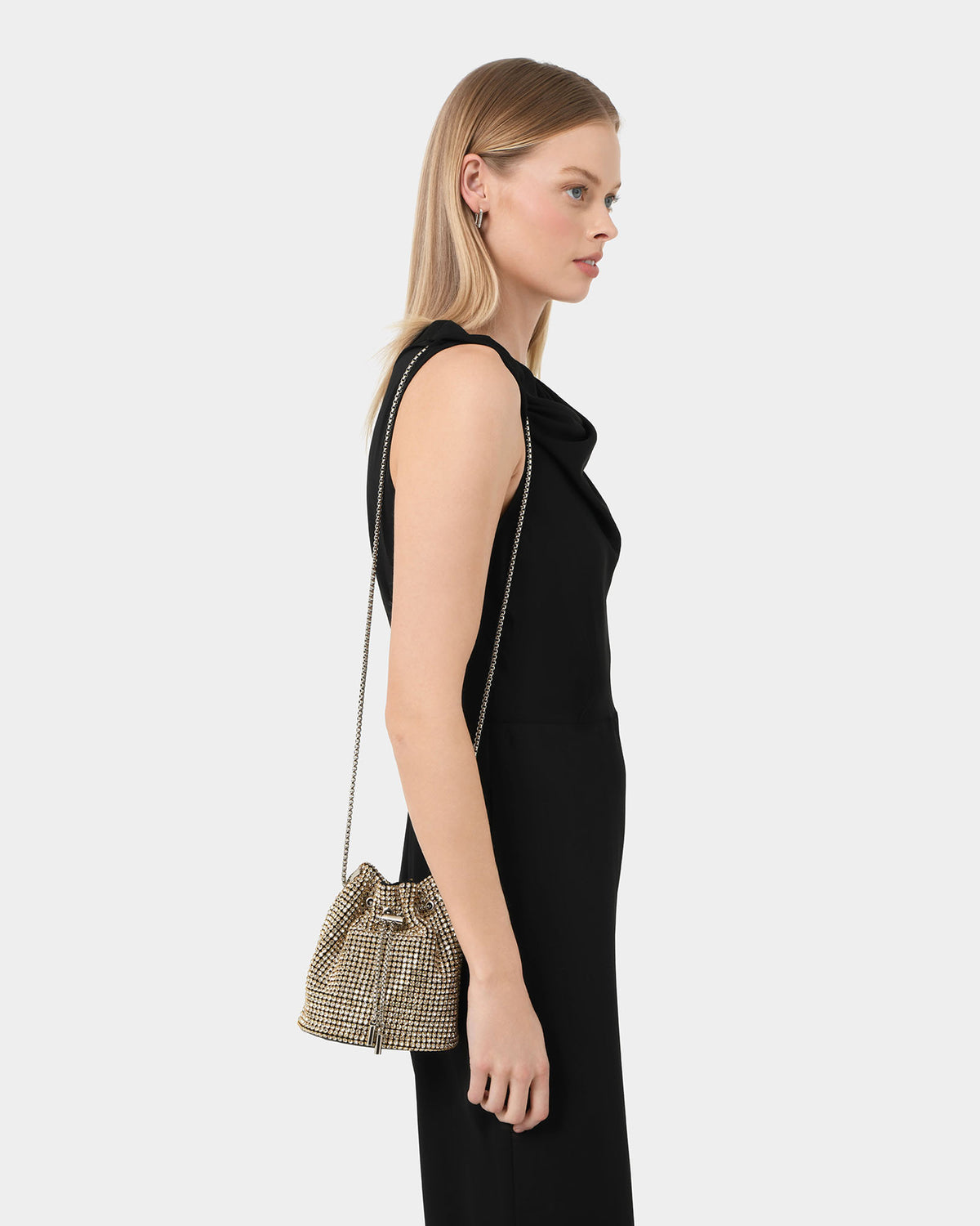 Skyla Crystal 2 Way Bag in gold — view 2