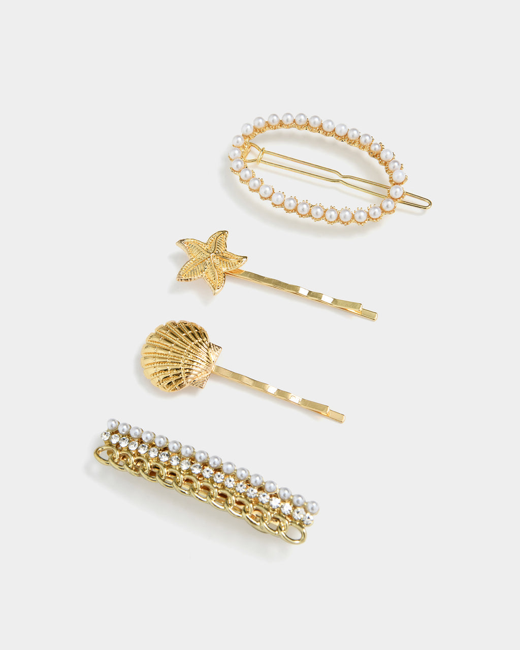 Lila 4pc Hair Pin Set in gold — product-only view