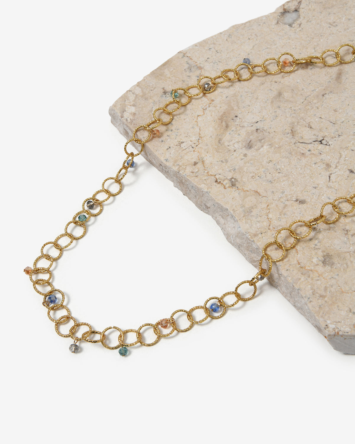 Amaris Crystal Chain Necklace in gold — view 3