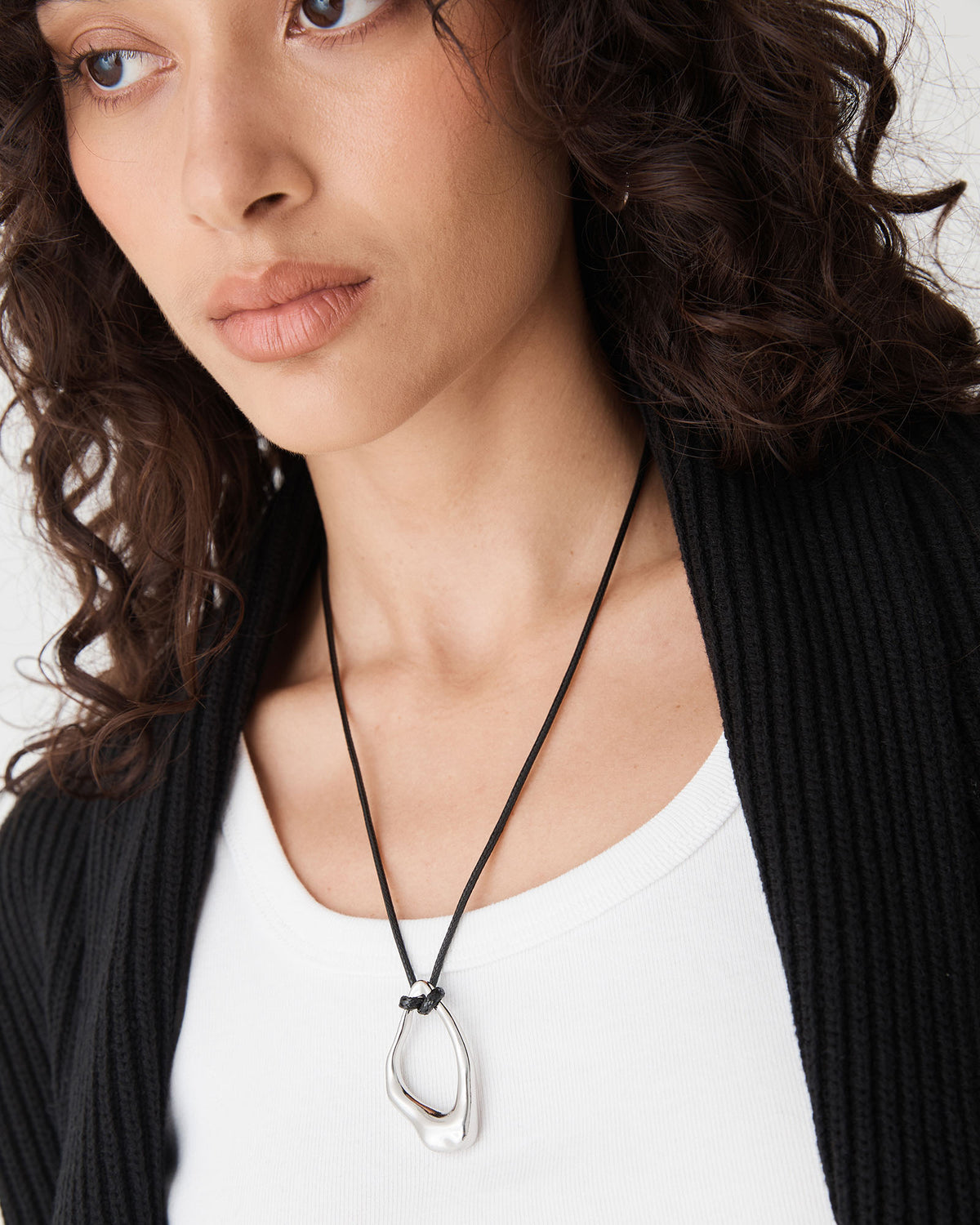 Elara Fluent Silver Pendant in silver — view 2